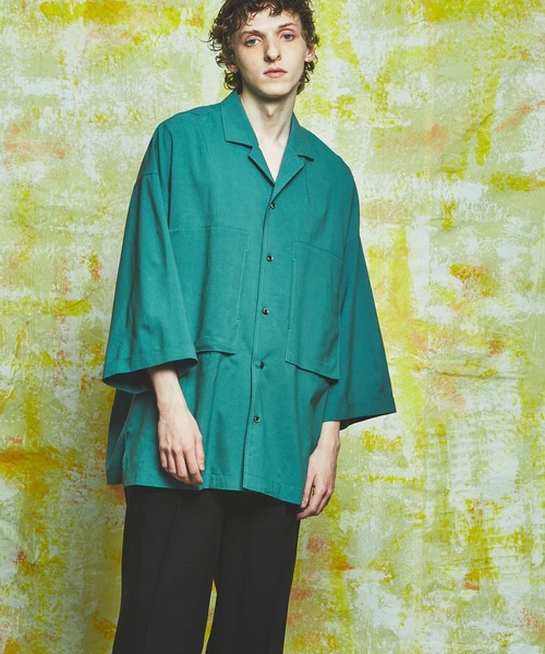 MAISON SPECIAL（メゾンスペシャル）の「《ユニセックスアイテム》エクストラプライムオーバーショートスリーブオープンカラーシャツ 【MAISON SPECIAL/メゾンスペシャル】（シャツ/ブラウス・メンズ・ブラック/グリーン/パープル/イエロー・1/0/2）」の15枚目の写真