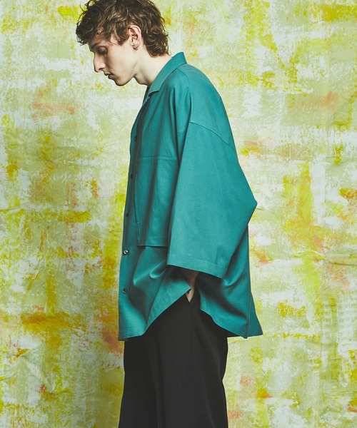 MAISON SPECIAL（メゾンスペシャル）の「《ユニセックスアイテム》エクストラプライムオーバーショートスリーブオープンカラーシャツ 【MAISON SPECIAL/メゾンスペシャル】（シャツ/ブラウス・メンズ・ブラック/グリーン/パープル/イエロー・1/0/2）」の14枚目の写真