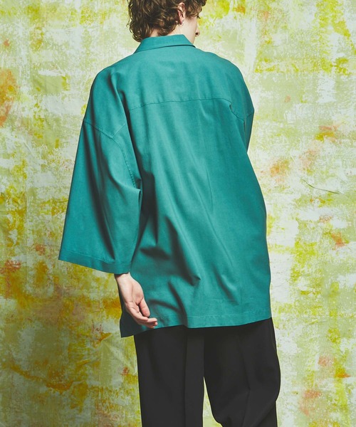 MAISON SPECIAL（メゾンスペシャル）の「《ユニセックスアイテム》エクストラプライムオーバーショートスリーブオープンカラーシャツ 【MAISON SPECIAL/メゾンスペシャル】（シャツ/ブラウス・メンズ・ブラック/グリーン/パープル/イエロー・1/0/2）」の13枚目の写真