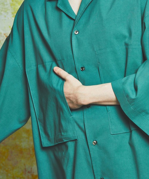 MAISON SPECIAL（メゾンスペシャル）の「《ユニセックスアイテム》エクストラプライムオーバーショートスリーブオープンカラーシャツ 【MAISON SPECIAL/メゾンスペシャル】（シャツ/ブラウス・メンズ・ブラック/グリーン/パープル/イエロー・1/0/2）」の10枚目の写真