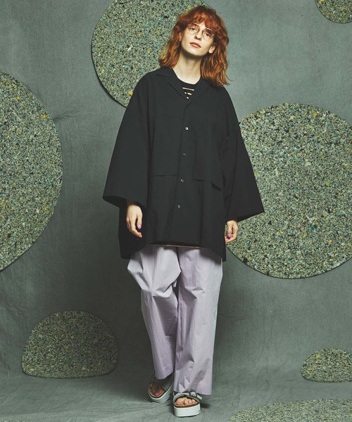 MAISON SPECIAL（メゾンスペシャル）の「《ユニセックスアイテム》エクストラプライムオーバーショートスリーブオープンカラーシャツ 【MAISON SPECIAL/メゾンスペシャル】（シャツ/ブラウス・メンズ・ブラック/グリーン/パープル/イエロー・1/0/2）」の19枚目の写真