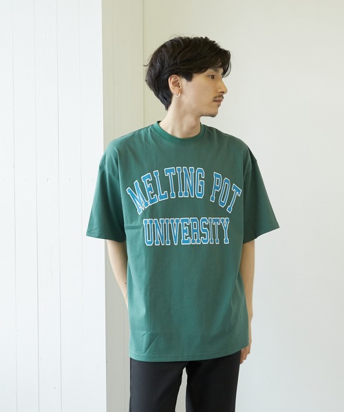 VIBGYOR(ヴィブジョー)の「【VIBGYOR BY AS】カレッジプリントTEE(RE)(Tシャツ/カットソー・メンズ・ホワイト/グリーン/ブラック系その他・MEDIUM/LARGE)」の3枚目の写真