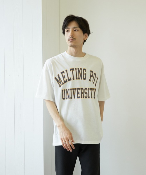 VIBGYOR(ヴィブジョー)の「【VIBGYOR BY AS】カレッジプリントTEE(RE)(Tシャツ/カットソー・メンズ・ホワイト/グリーン/ブラック系その他・MEDIUM/LARGE)」の5枚目の写真