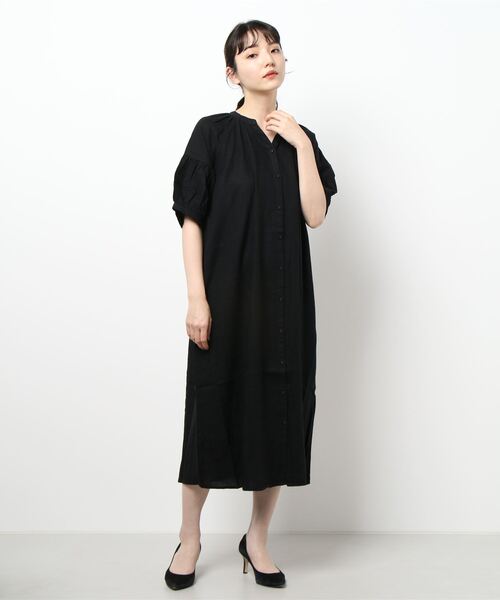 Samansa Mos2(サマンサ モスモス)の「接触冷感バルーンスリーブギャザーワンピース(ワンピース・レディース・ブラウン/チャコール/イエロー/ベージュ・フリ-)」の8枚目の写真