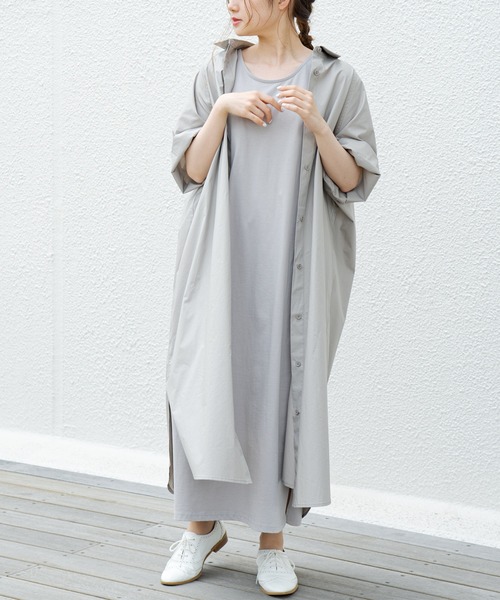 PUAL CE CIN（ピュアルセシン）の「【Du noir】タイプライター比翼ワンピース（ワンピース・レディース・ホワイト/ブラック/グレー・FREE）」の3枚目の写真