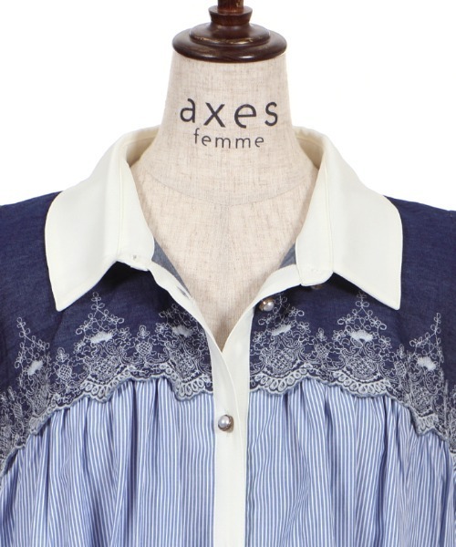 axes アクシーズ 刺繍ノースリーブ ベロア チュニック axes femme（アクシーズファム）の「刺繍入り切替ノースリチュニ