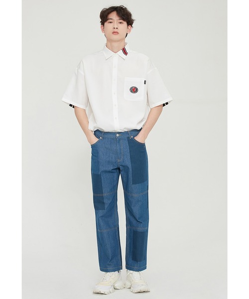 ROMANTIC CROWN(ロマンティッククラウン)の「『ROMANTIC CROWN』BACK LINE HALF SHIRT/バックライン 半袖シャツ(シャツ/ブラウス・レディース・ホワイト/ネイビー/アイボリー・M)」の4枚目の写真