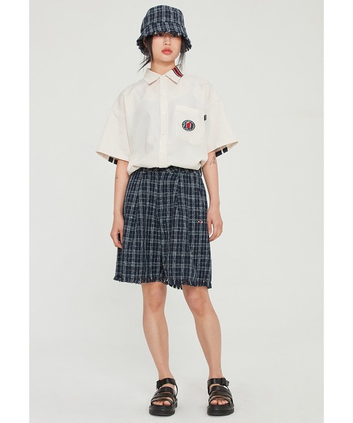 ROMANTIC CROWN(ロマンティッククラウン)の「『ROMANTIC CROWN』BACK LINE HALF SHIRT/バックライン 半袖シャツ(シャツ/ブラウス・レディース・ホワイト/ネイビー/アイボリー・M)」の9枚目の写真