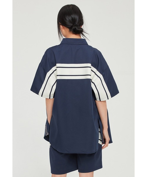 ROMANTIC CROWN(ロマンティッククラウン)の「『ROMANTIC CROWN』BACK LINE HALF SHIRT/バックライン 半袖シャツ(シャツ/ブラウス・レディース・ホワイト/ネイビー/アイボリー・M)」の12枚目の写真