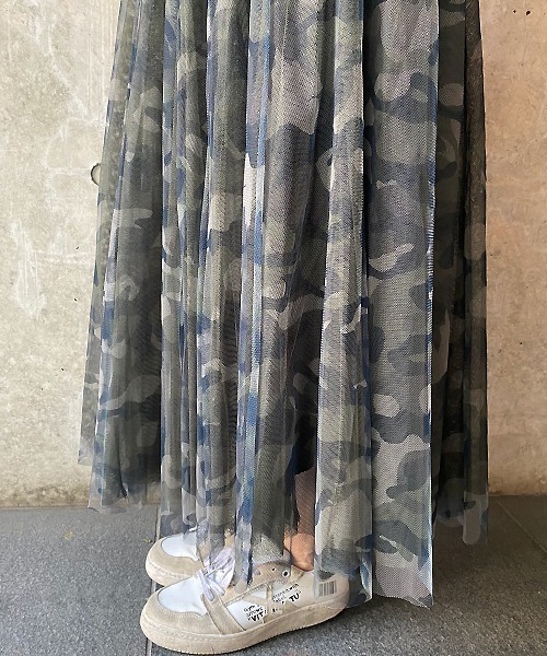 Desert Rose(デザートローズ)の「【TORANOI/トラノイ】迷彩プリントチュールスカート(スカート・レディース・グリーン系その他/グレー系その他・FREE)」の5枚目の写真