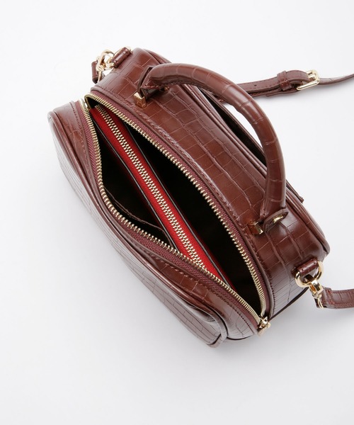 NANO universe（ナノユニバース）の「クロコ型押しボストンバッグ（ボストンバッグ・レディース・グレー系その他4/ライトブルー/ブラウン・FREE）」の5枚目の写真