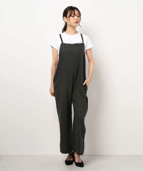 AMERICAN HOLIC（アメリカンホリック）の「リネンブレンドサロペット（サロペット/オーバーオール・レディース・チャコールグレー/グレイッシュベージュ・FREE）」の4枚目の写真