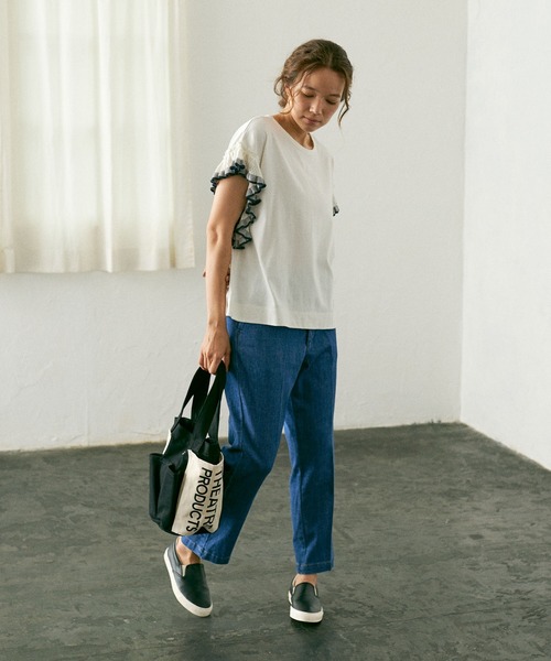 PUAL CE CIN（ピュアルセシン）の「【Du noir】JAPAN MADEセンタープレスデニムパンツ（デニムパンツ・レディース・ブラック/インディゴブルー/ブルー・FREE）」の4枚目の写真