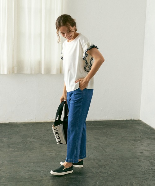 PUAL CE CIN（ピュアルセシン）の「【Du noir】JAPAN MADEセンタープレスデニムパンツ（デニムパンツ・レディース・ブラック/インディゴブルー/ブルー・FREE）」の6枚目の写真