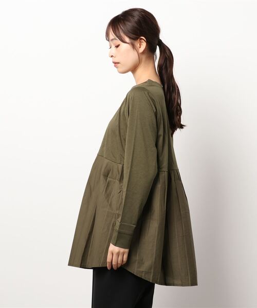 INTERPLANET(インタープラネット)の「ベイクドコットンレイヤードプリーツプルオーバー(Tシャツ/カットソー・レディース・ブラック/オフホワイト/カーキ/モカ・FREE)」の5枚目の写真