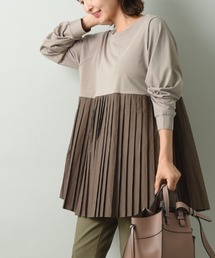 INTERPLANET | ベイクドコットンレイヤードプリーツプルオーバー(Tシャツ/カットソー)