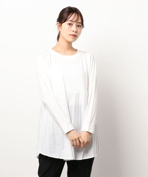 INTERPLANET(インタープラネット)の「ベイクドコットンレイヤードプリーツプルオーバー(Tシャツ/カットソー・レディース・ブラック/オフホワイト/カーキ/モカ・FREE)」の16枚目の写真