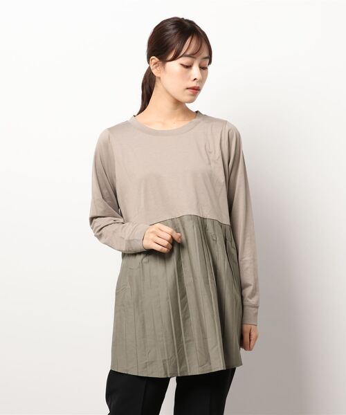 INTERPLANET(インタープラネット)の「ベイクドコットンレイヤードプリーツプルオーバー(Tシャツ/カットソー・レディース・ブラック/オフホワイト/カーキ/モカ・FREE)」の17枚目の写真