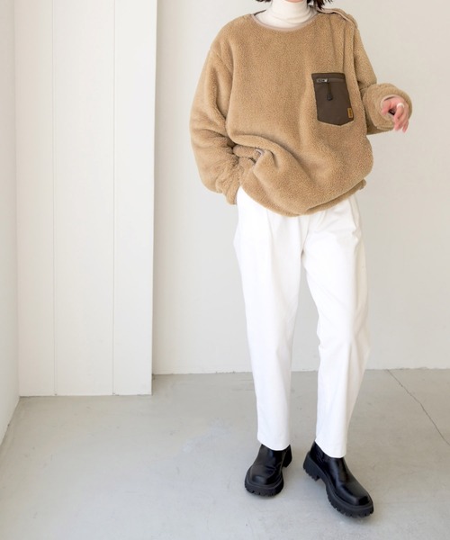 CANAL JEAN（キャナルジーン）の「ALMOND SURFBOARDS＆DESINS(アーモンドサーフボードデザイン) マイクロフリースクルーネック（その他トップス・レディース・キャメル/ライトベージュ・MEDIUM）」の7枚目の写真