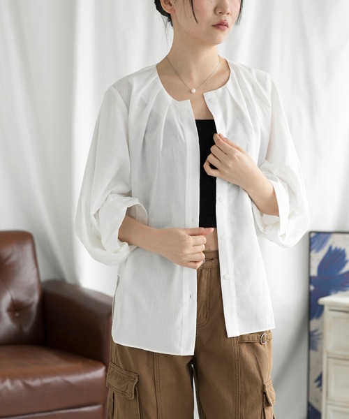 aimoha（アイモハ）の「ボリューム袖ブラウス (SS)（シャツ/ブラウス・レディース・ベージュ/ホワイト・LARGE/MEDIUM）」の13枚目の写真