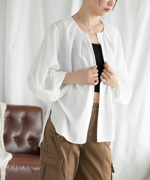 aimoha（アイモハ）の「ボリューム袖ブラウス (SS)（シャツ/ブラウス・レディース・ベージュ/ホワイト・LARGE/MEDIUM）」の6枚目の写真