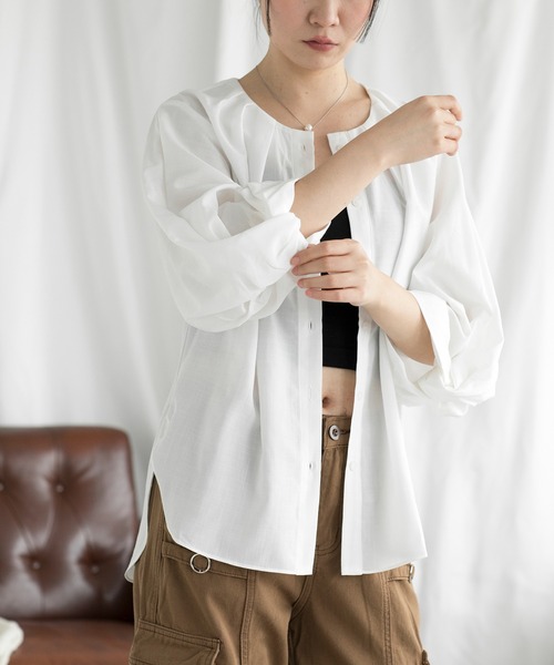 aimoha（アイモハ）の「ボリューム袖ブラウス (SS)（シャツ/ブラウス・レディース・ベージュ/ホワイト・LARGE/MEDIUM）」の5枚目の写真