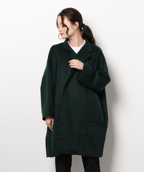 GALLEGO DESPORTES（ギャレゴデスポート）の「【GALLEGO DESPORTES】1ボタンビッグコート ウール WOMEN（ステンカラーコート・レディース・ネイビー/ダークグリーン・SMALL）」の16枚目の写真