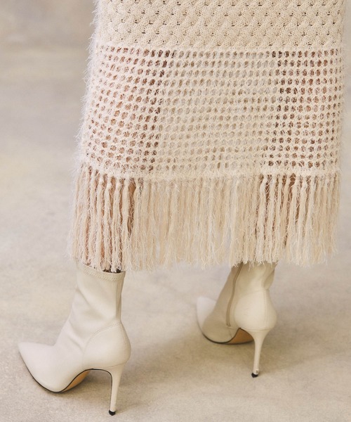 PUBLIC TOKYO（パブリックトウキョウ）の「バスケットフェザーニットスカート（スカート・レディース・ブラック/アイボリー・FREE）」の15枚目の写真