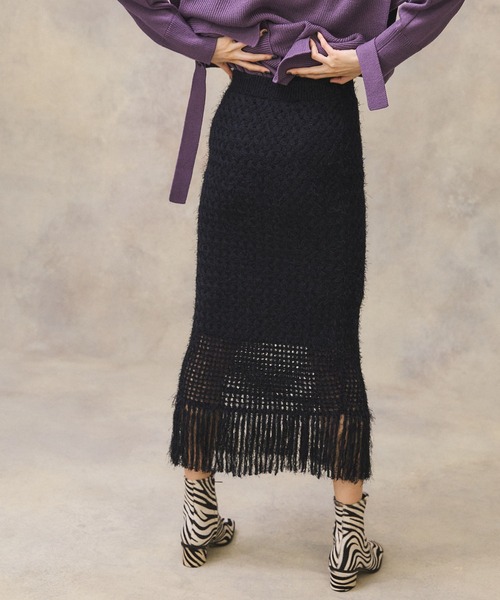 PUBLIC TOKYO（パブリックトウキョウ）の「バスケットフェザーニットスカート（スカート・レディース・ブラック/アイボリー・FREE）」の21枚目の写真