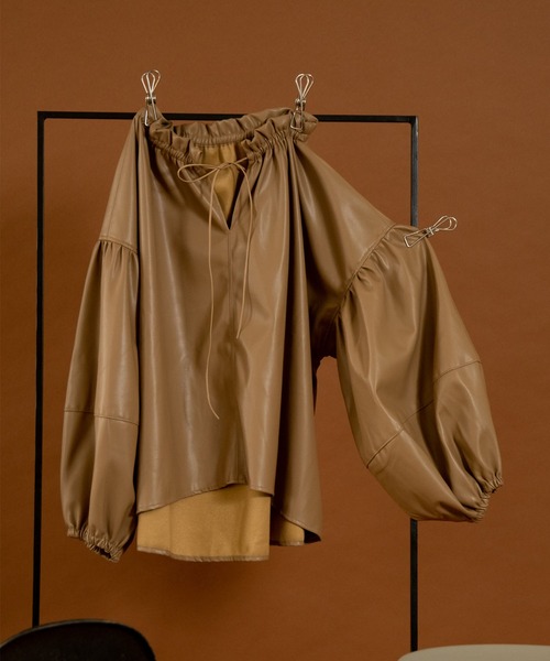 セール】leather volume blouse（シャツ/ブラウス）｜Amiur（エミレ