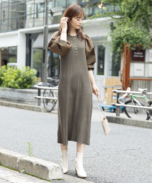 prose verse(プロズヴェール)の「フロントボタンドッキングニットワンピース(ワンピース・レディース・ブラック/ダークグリーン/ブラウン・FREE)」の17枚目の写真