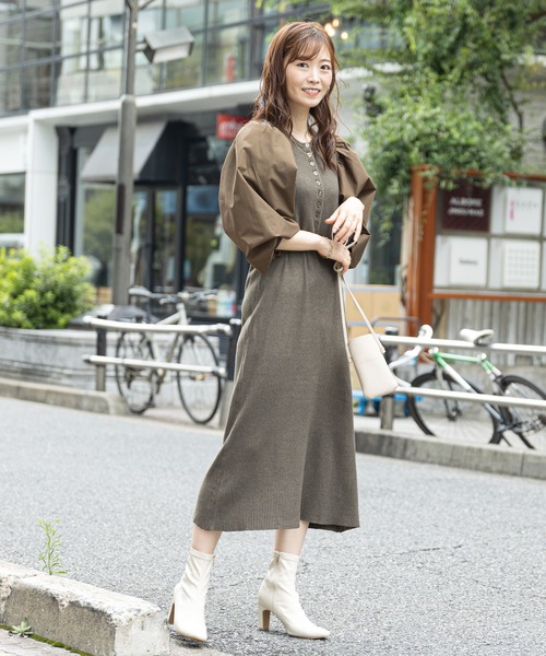 prose verse(プロズヴェール)の「フロントボタンドッキングニットワンピース(ワンピース・レディース・ブラック/ダークグリーン/ブラウン・FREE)」の22枚目の写真