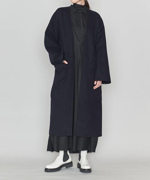 ASTRAET(アストラット)の「<ASTRAET(アストラット)>W/N ガウン リバーコート†(ノーカラーコート・レディース・ネイビー・1/0)」の11枚目の写真