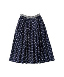 美品 45rpm 粟サテンのタックスカート ロング ネイビー 大きいサイズ