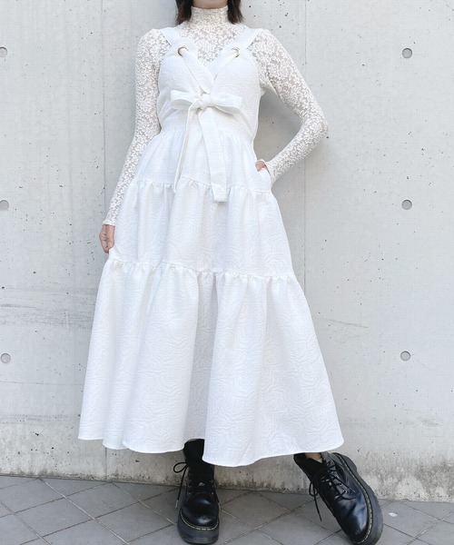 PAIN(ペイン)の「ローズジャガードキャミドレス(ワンピース・レディース・ホワイト/ブラック/ピンク・FREE)」の1枚目の写真