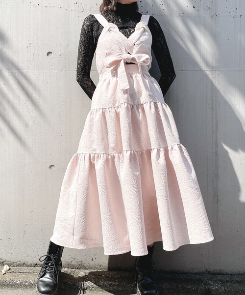 PAIN(ペイン)の「ローズジャガードキャミドレス(ワンピース・レディース・ホワイト/ブラック/ピンク・FREE)」の3枚目の写真