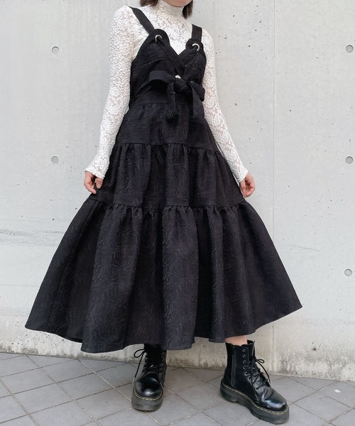 PAIN(ペイン)の「ローズジャガードキャミドレス(ワンピース・レディース・ホワイト/ブラック/ピンク・FREE)」の2枚目の写真