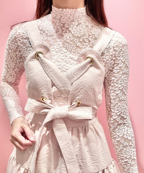 PAIN(ペイン)の「ローズジャガードキャミドレス(ワンピース・レディース・ホワイト/ブラック/ピンク・FREE)」の6枚目の写真