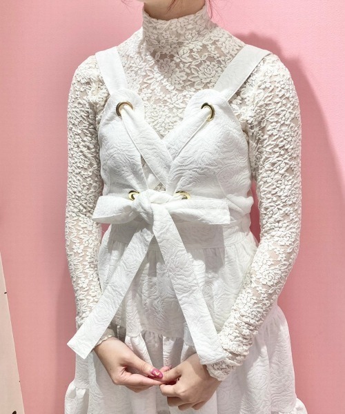 PAIN(ペイン)の「ローズジャガードキャミドレス(ワンピース・レディース・ホワイト/ブラック/ピンク・FREE)」の7枚目の写真