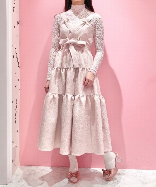 PAIN(ペイン)の「ローズジャガードキャミドレス(ワンピース・レディース・ホワイト/ブラック/ピンク・FREE)」の14枚目の写真