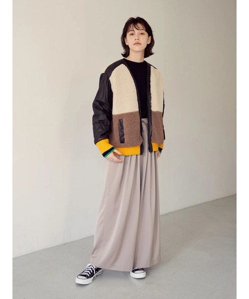 Editt by YECCA VECCA（エディットバイイェッカヴェッカ）の「リバーシブルMIXボアブルゾン＊（ブルゾン・レディース・ブラウン/アイボリー・FREE）」の14枚目の写真