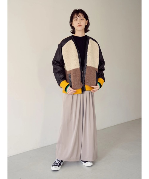 Editt by YECCA VECCA（エディットバイイェッカヴェッカ）の「リバーシブルMIXボアブルゾン＊（ブルゾン・レディース・ブラウン/アイボリー・FREE）」の10枚目の写真