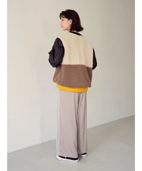 Editt by YECCA VECCA（エディットバイイェッカヴェッカ）の「リバーシブルMIXボアブルゾン＊（ブルゾン・レディース・ブラウン/アイボリー・FREE）」の18枚目の写真