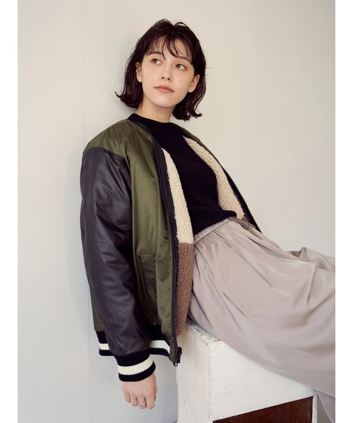 Editt by YECCA VECCA（エディットバイイェッカヴェッカ）の「リバーシブルMIXボアブルゾン＊（ブルゾン・レディース・ブラウン/アイボリー・FREE）」の16枚目の写真