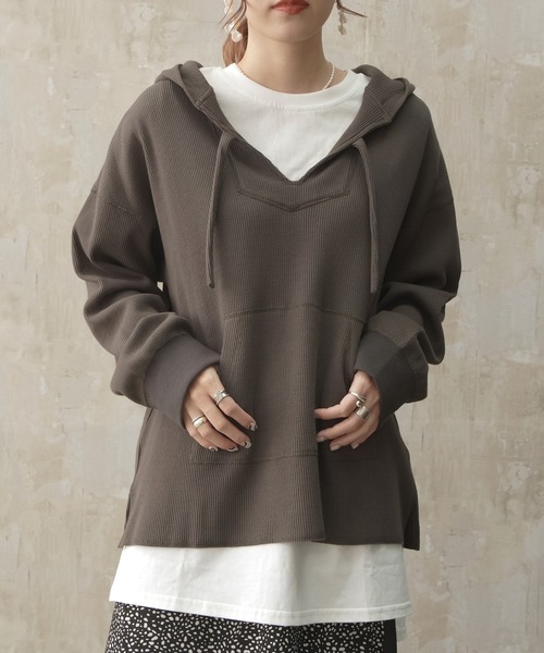 Lull（ルル）の「【Lull / ルル】サーマルメキシカンパーカー（パーカー・レディース・カーキ/ベージュ/ナチュラル・ONESIZE）」の16枚目の写真