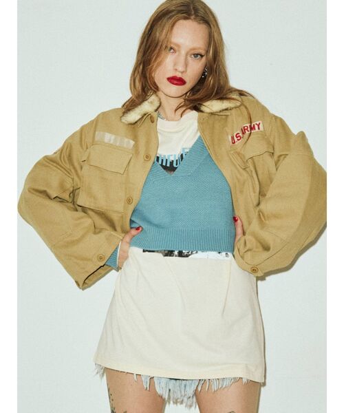 jouetie（ジュエティ）の「ミリタリーショートジャケット（ミリタリージャケット・レディース・ブラック/カーキ・MEDIUM）」の15枚目の写真