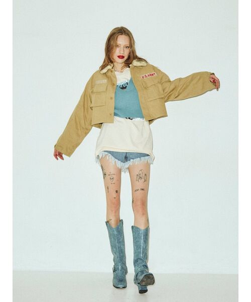 jouetie（ジュエティ）の「ミリタリーショートジャケット（ミリタリージャケット・レディース・ブラック/カーキ・MEDIUM）」の4枚目の写真