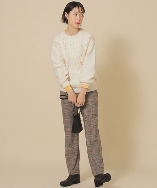 Ray BEAMS(レイビームス)の「Ray BEAMS / ケーブル キリカエ クルーネック ニット(ニット/セーター・レディース・オフホワイト/ライトブルー・ONE SIZE)」の17枚目の写真