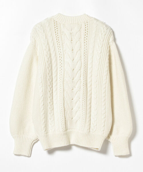 Ray BEAMS(レイビームス)の「Ray BEAMS / ケーブル キリカエ クルーネック ニット(ニット/セーター・レディース・オフホワイト/ライトブルー・ONE SIZE)」の12枚目の写真