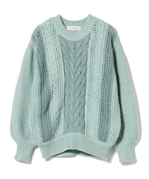 Ray BEAMS(レイビームス)の「Ray BEAMS / ケーブル キリカエ クルーネック ニット(ニット/セーター・レディース・オフホワイト/ライトブルー・ONE SIZE)」の16枚目の写真